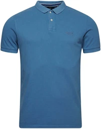 Herren Poloshirt - Vint Destroy Polo, Kurzarm, Knopfleiste, Baumwolle Blau S