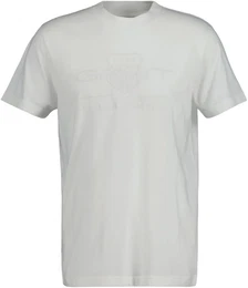 Herren T-Shirt - REG TONAL SHIELD T-SHIRT, Rundhals, Baumwolle, Stickerei Wei 3XL