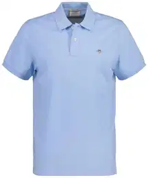 Herren Poloshirt - REGULAR SHIELD, Kurzarm, Knopfleiste, Pique, Stickerei Hellblau M