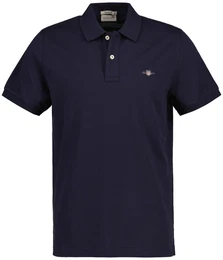 Herren Poloshirt - REGULAR SHIELD, Kurzarm, Knopfleiste, Pique, Stickerei Blau M