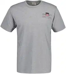 Herren T-Shirt - REG ARCHIVE SHIELD EMB, Rundhals, kurzarm, Stickerei Grau L