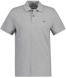 Herren Poloshirt - REGULAR SHIELD, Kurzarm, Knopfleiste, Pique, Stickerei Grau 5XL