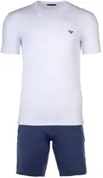 Herren Schlafanzug Set, 2-tlg. - ENDURANCE, Pyjama, kurz, Rundhals, Stretch Cotton Dunkelblau/Wei M