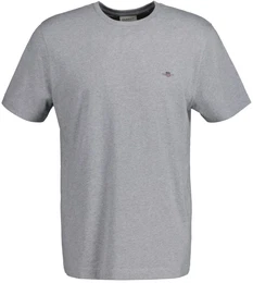 Herren T-Shirt - REGULAR SHIELD, Rundhals, kurzarm, Baumwolle, Stickerei Grau 4XL