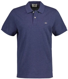 Herren Poloshirt - REGULAR SHIELD, Kurzarm, Knopfleiste, Pique, Stickerei Jeansblau L