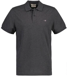 Herren Poloshirt - REGULAR SHIELD, Kurzarm, Knopfleiste, Pique, Stickerei Anthrazit M