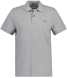 Herren Poloshirt - REGULAR SHIELD, Kurzarm, Knopfleiste, Pique, Stickerei Grau 2XL