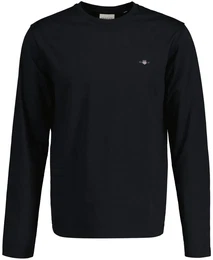 Herren Longsleeve - REGULAR SHIELD LS, Shirt, Rundhals, Langarm, Baumwolle Schwarz 4XL