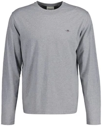Herren Longsleeve - REGULAR SHIELD LS, Shirt, Rundhals, Langarm, Baumwolle Grau M