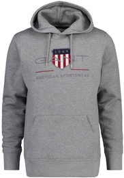 Herren Hoodie - REGULAR ARCHIVE SHIELD HOODIE, Kapuzen-Sweatshirt, Logo Grau L