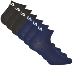 FILA Unisex Quarter Socken 6er Pack Schwarz/Blau