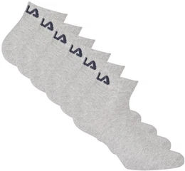 Unisex Quarter Socken, 6er Pack - Kurzsocken, Training, Sport, Logo (2x 3 Paar) Grau 35-38
