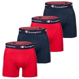 Herren Boxershorts, 4er Pack - Baumwolle, Logobund, einfarbig Marine/Rot S