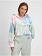 Zeleno-modr dmsk batikovan cropped mikina s kapuc Guess