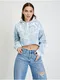 Svtle modr dmsk batikovan crop mikina s kapuc Guess Tie Dye