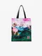 Zeleno-rov dmsk vzorovan shopper Desigual Paisaje Surreal