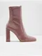 Starorůžové dámské lesklé kotníkové boty na vysokém podpatku ALDO Audrella