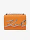 Oranžová dámská kožená crossbody kabelka KARL LAGERFELD Signature